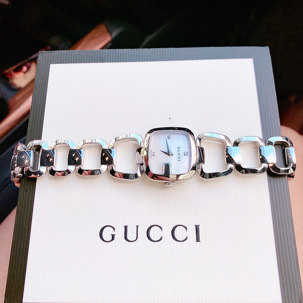 Gucci G Gucci Diamonds Mother of Pearl Dial Silver Steel Strap