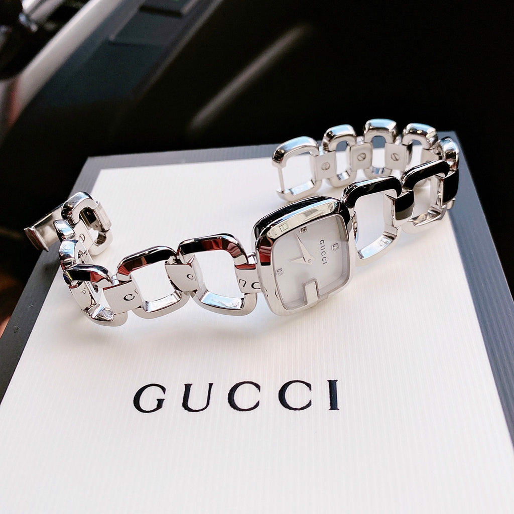 Gucci G Gucci Diamonds Mother of Pearl Dial Silver Steel Strap