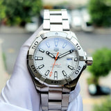 Tag Heuer Aquaracer Calibre 5 Jam Tangan Tali Baja Perak Dial Putih Otomatis untuk Pria - WAY2013.BA0927