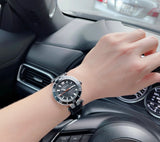 Versace Greca Sport Quartz Black Dial Black Leather Strap Watch For Men - VEZ300221