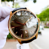 Tissot T Classic Chemin Des Tourelles Powermatic 80 Brown Dial Brown Leather Strap Watch for Men - T099.407.36.447.00