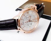 Tissot Des Tourelles Chronograph Silver Dial Brown Leather Strap Watch For Men - T099.427.36.038.00