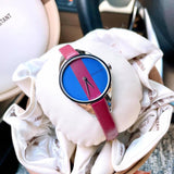 Calvin Klein Rebel Blue Maroon Dial Maroon Leather Strap Watch for Women - K8P231UN