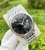 Omega De Ville Prestige Co-Axial Black Dial Silver Steel Strap Watch for Men - 424.10.40.20.01.001