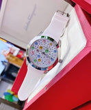 Guess Wanderlust Crystals Silver Dial White Rubber Strap Watch for Women - W1059L1