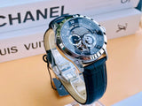 Bulova BVA Classic Automatic Silver Dial Black Leather Strap Watch for Men - 96A135