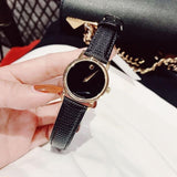 Movado Museum Black Dial Black Leather Strap Watch For Women - 2100006