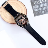 Guess Phoenix Multifunction Black Dial Black Silicone Strap Watch For Men - GW0203G8