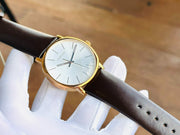 Calvin Klein Posh Silver Dial Brown Leather Strap Watch for Men - K8Q316G6
