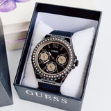 Guess Starlight Black Dial Black Rubber Strap Watch for Women - W0846L1