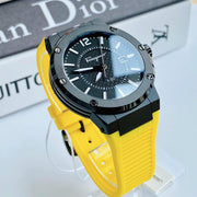 Salvatore Ferragamo F-80 Classic Black Dial Yellow Rubber Strap Watch for Men - SFHY01522
