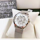 Guess Tailor Multifunction Silver Dial Silver Mesh Bracelet Watch for Men - GW0368G1