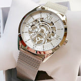 Guess Tailor Multifunction Silver Dial Silver Mesh Bracelet Watch for Men - GW0368G1