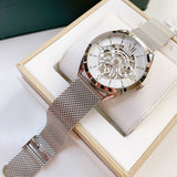 Guess Tailor Multifunction Silver Dial Silver Mesh Bracelet Watch for Men - GW0368G1