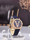 Versace Virtus Quartz Blue Dial Blue Leather Strap Watch for Women - VEHC00419