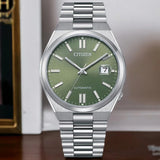 Citizen x Pantone Automatic Peaceful Green Dial Silver Steel Strap Watch For Men - NJ0158-89Z