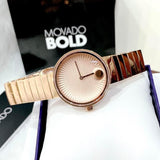 Movado Edge Rose Gold Dial Rose Gold Steel Strap Watch for Women - 3680013