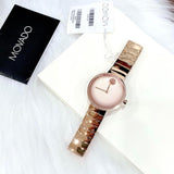 Movado Edge Rose Gold Dial Rose Gold Steel Strap Watch for Women - 3680013