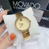 Movado Edge Gold Dial Gold Steel Strap Watch for Women - 3680014