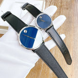 Movado Museum Classic Blue Dial Black Leather Strap Watch for Men - 0607197