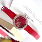 Swarovski Crystal Frost Red Dial Red Leather Strap Watch for Women - 5519226