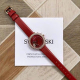 Swarovski Crystal Frost Red Dial Red Leather Strap Watch for Women - 5519226