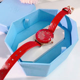 Swarovski Octea Nova Quartz Red Dial Red Leather Strap Watch for Women - 5650002