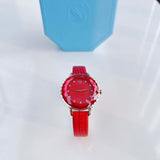 Swarovski Octea Nova Quartz Red Dial Red Leather Strap Watch for Women - 5650002