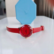 Swarovski Octea Nova Quartz Red Dial Red Leather Strap Watch for Women - 5650002