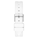 Guess Sparkling Silver Dial White Rubber Strap Watch For Women - GW0032L1