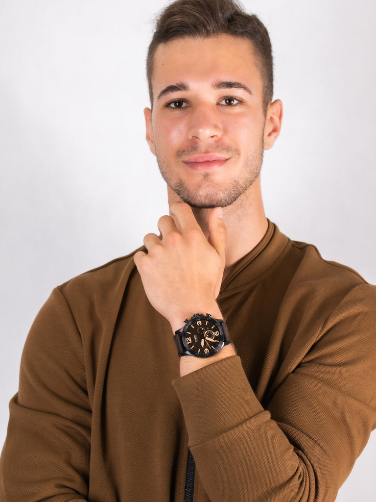 Jr1487 Fossil Nate Chronograph Leather Watch Fossil Nate