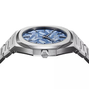 D1 Milano Ultra Thin Olympic Blue Dial Silver Steel Strap Watch for Men - D1-UTBJ35