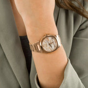 D1 Milano Ultra Thin Marble Dial Rose Gold Steel Strap Watch for Women - D1-UTBL14