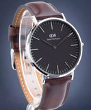 Daniel Wellington Classic Bristol Black Dial Brown Leather Strap Watch For Men - DW00100131