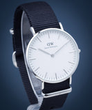 Daniel Wellington Classic Cornwall White Dial Black Nylon Strap Watch For Men - DW00100260