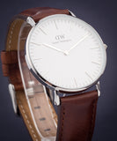 Daniel Wellington St Mawes White Dial Brown Leather Strap Watch For Men - DW00100052