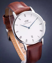 Daniel Wellington Dapper St Mawes White Dial Brown Leather Strap Watch For Women - DW00100095