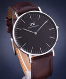 Daniel Wellington Classic Bristol Black Dial Brown Leather Strap Watch For Men - DW00100143