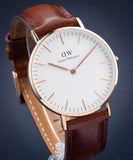 Daniel Wellington Classic St. Mawes White Dial Brown Leather Strap Watch for Men - DW00100035