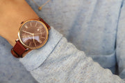 Fossil Jacqueline Burgundy Dial Burgundy Leather Strap Watch for Women  - ES4099