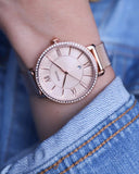 Fossil Jacqueline Quartz Rose Gold Dial Rose Gold Mesh Strap Watch for Women - ES4628