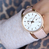 Fossil Tailor Quartz White Dial Pink Leather Strap Watch for Women - ES4393