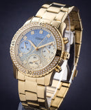 Guess Confetti Diamonds Gold Dial Gold Steel Strap Watch for Women - W0774L2