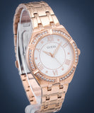 Guess Cosmo Diamonds Silver Dial Rose Gold Steel Strap Watch For Women - GW0033L3