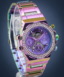 Guess Fusion Chronograph Purple Dial Purple Steel Strap Watch for Women - GW0552L4