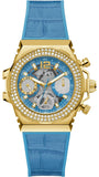 Guess Fusion Chronograph Blue Dial Blue Leather Strap Watch For Women - GW0553L3