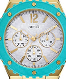 Guess Overdrive White Dial Turquoise Rubber Strap Watch for Women - W0149L3