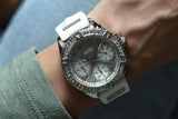 Guess Frontier Diamonds Silver Dial White Rubber Strap Watch For Women - W1160L4