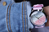 Guess Crush Crystals Silver Dial Pink Rubber Strap Watch for Women - W1223L1