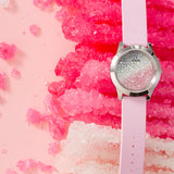 Guess Crush Crystals Silver Dial Pink Rubber Strap Watch for Women - W1223L1